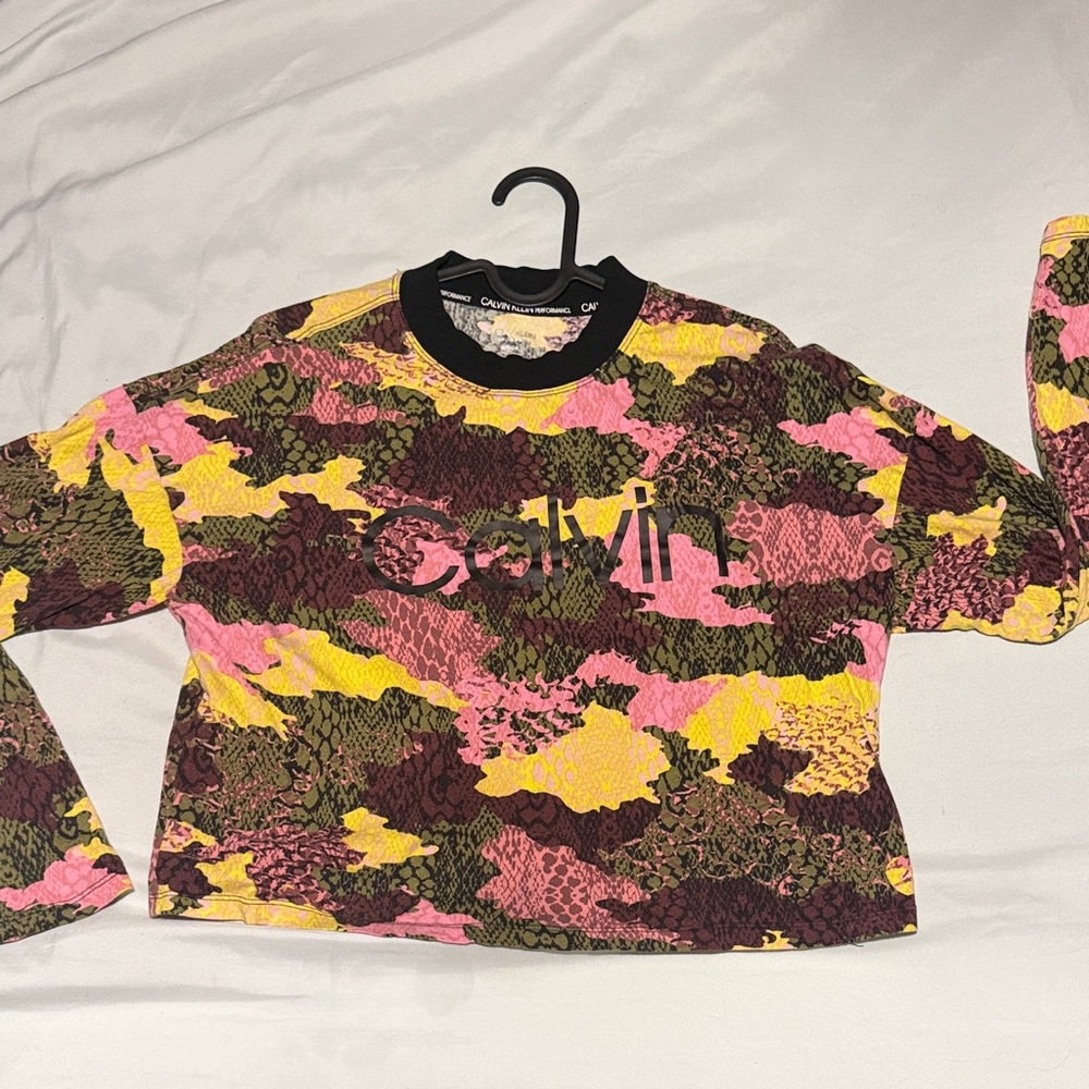 Calvin Klein  Long Sleeve Camo Tee - Pink, Yellow, Brown